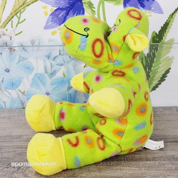 Kellytoy Hippo Hippopotamus 14" Plush Green Tye Dye Circles Stuffed Animal Green - Picture 2 of 7